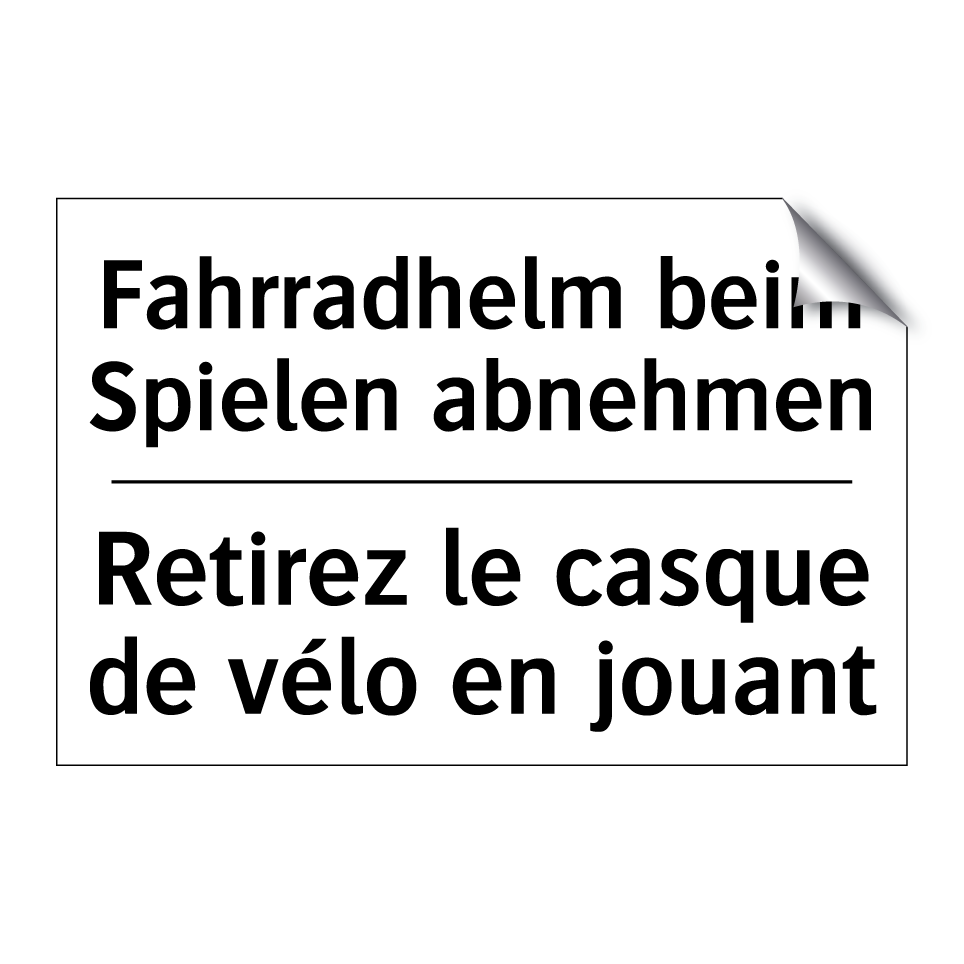 Fahrradhelm beim Spielen abnehmen /.../ - Retirez le casque de vélo en jouant /.../