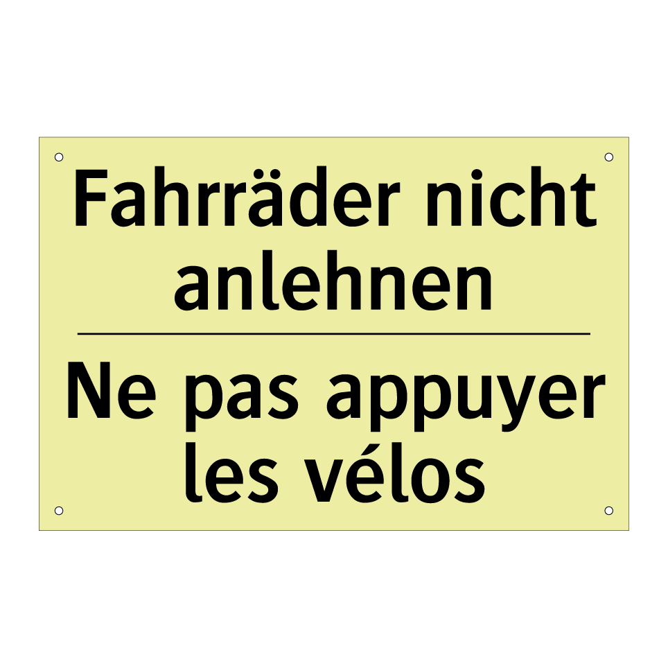 Fahrräder nicht anlehnen - Ne pas appuyer les vélos
