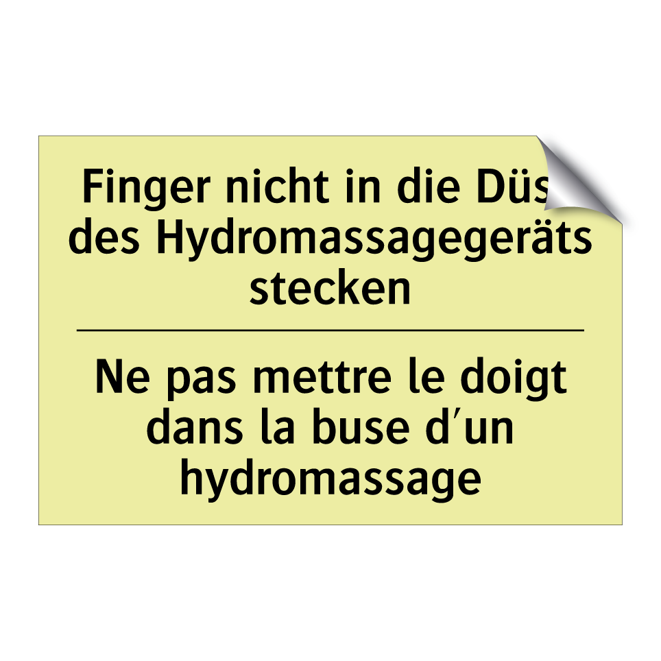 Finger nicht in die Düse des Hydromassagegeräts /.../ - Ne pas mettre le doigt dans la /.../