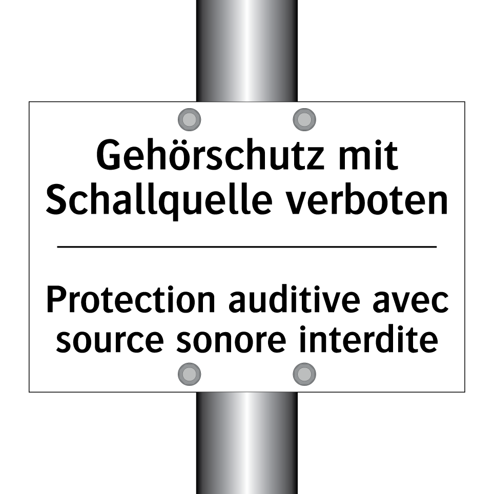 Gehörschutz mit Schallquelle verboten /.../ - Protection auditive avec source /.../