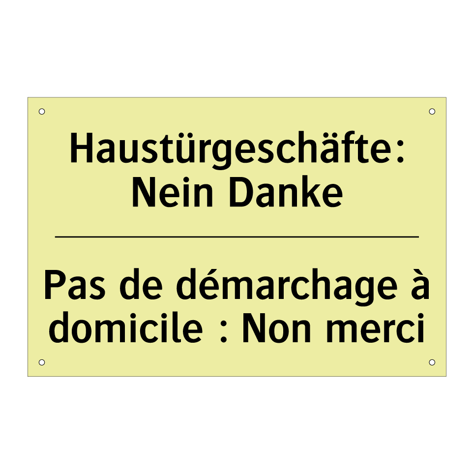 Haustürgeschäfte: Nein Danke - Pas de démarchage à domicile : /.../
