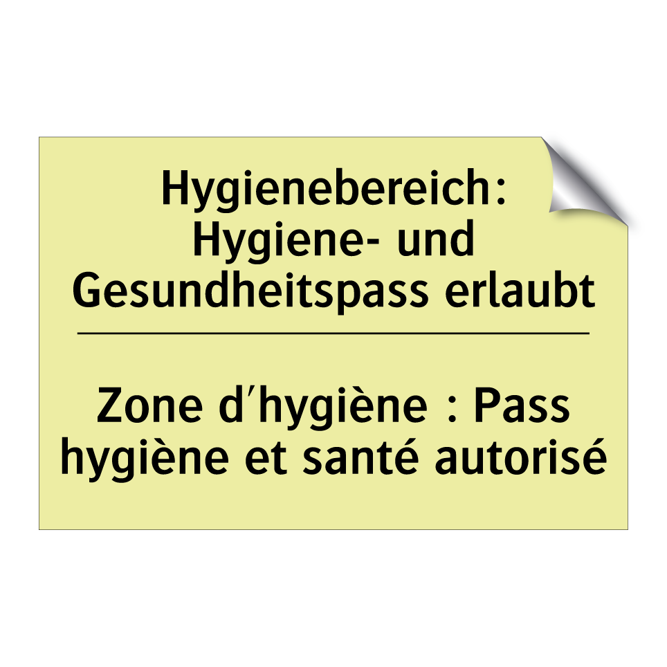 Hygienebereich: Hygiene- und Gesundheitspass /.../ - Zone d'hygiène : Pass hygiène /.../