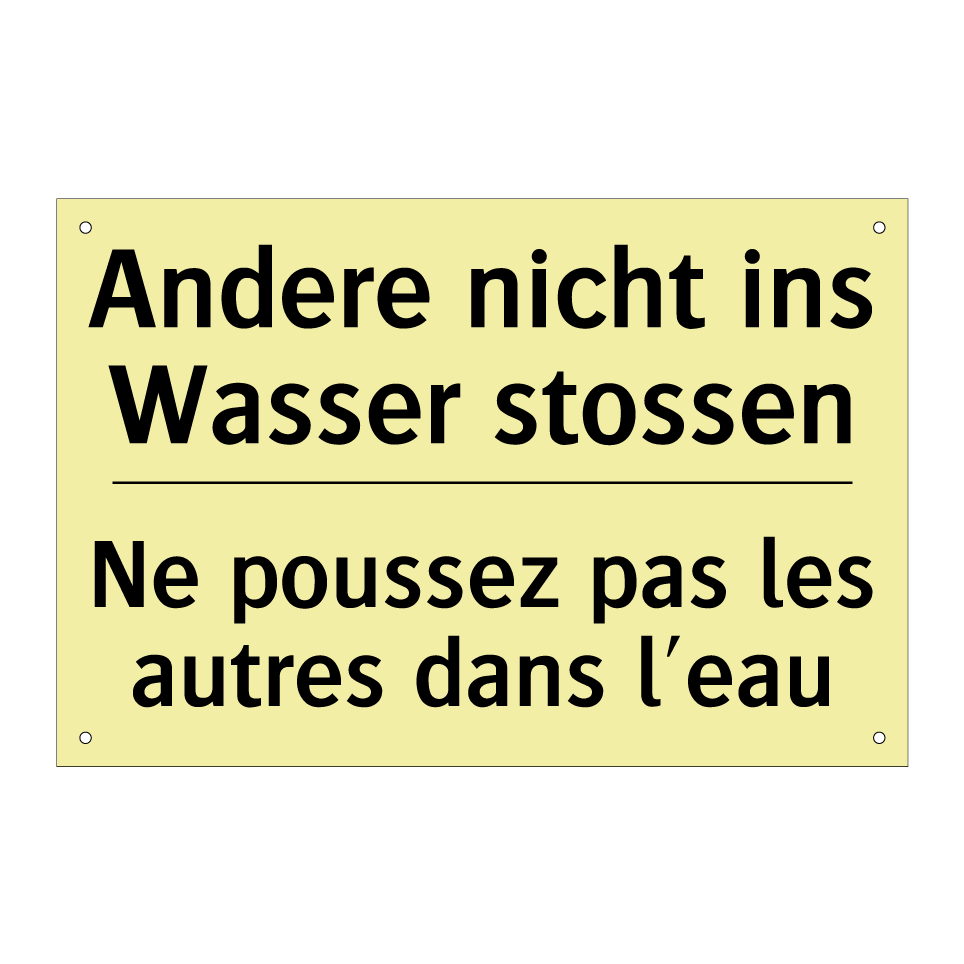 Andere nicht ins Wasser stossen /.../ - Ne poussez pas les autres dans /.../