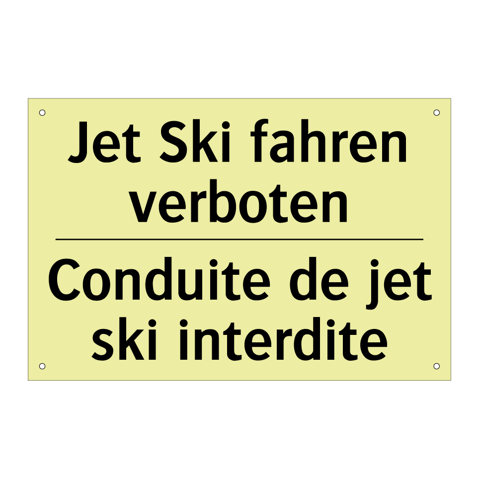 Jet Ski fahren verboten - Conduite de jet ski interdite