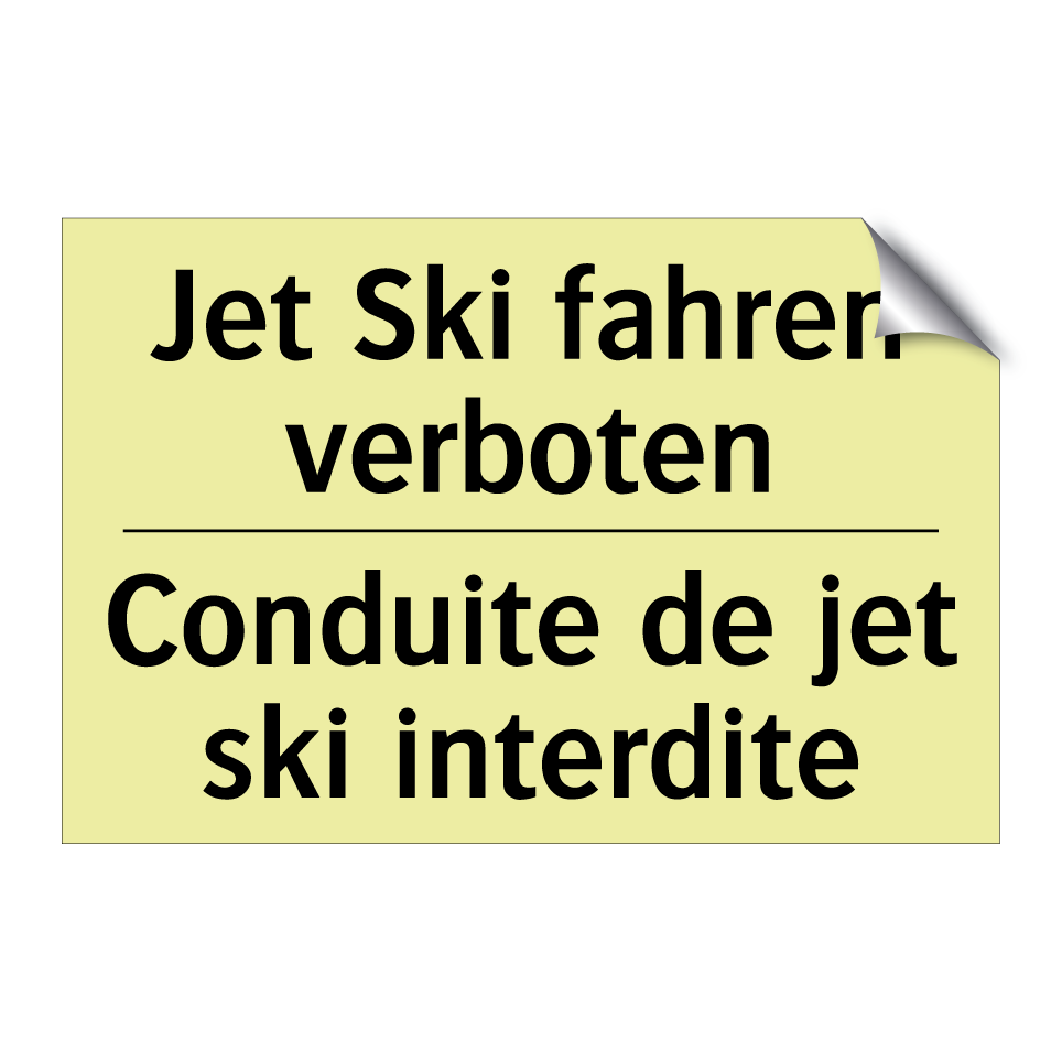 Jet Ski fahren verboten - Conduite de jet ski interdite