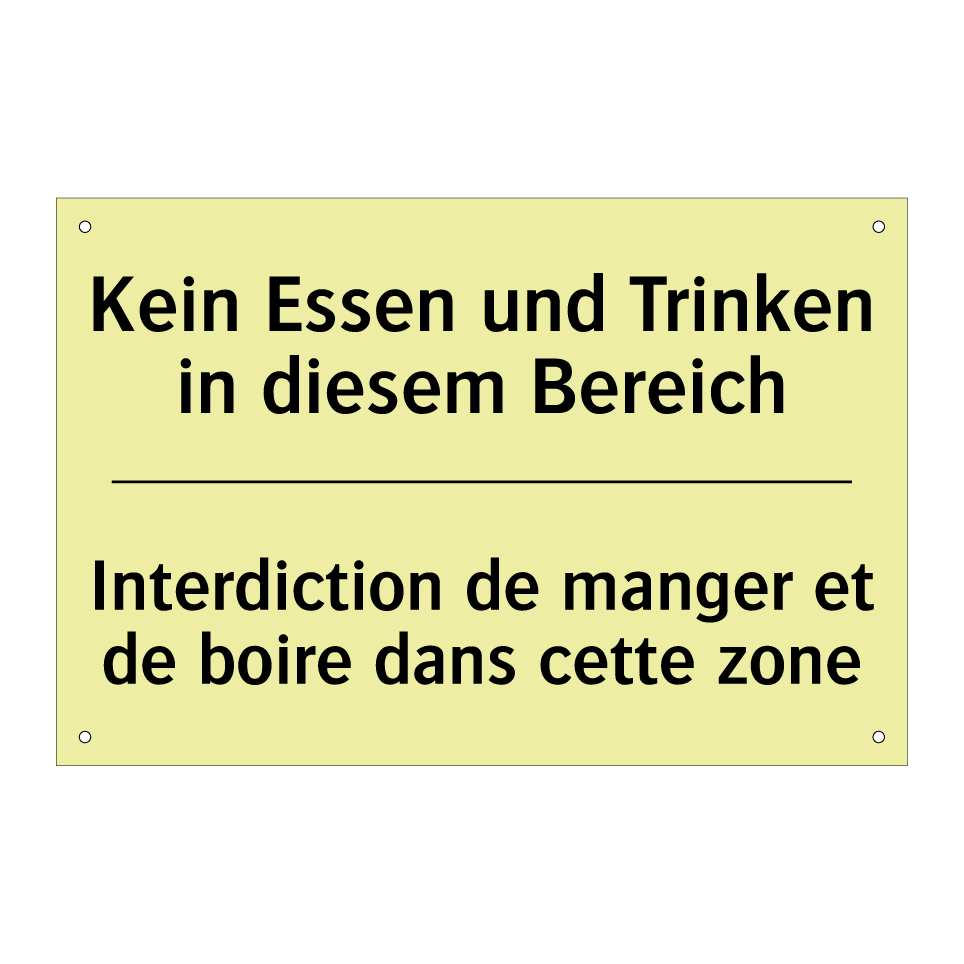 Kein Essen und Trinken in diesem /.../ - Interdiction de manger et de boire /.../
