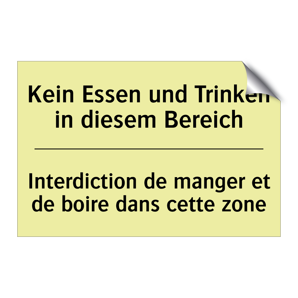 Kein Essen und Trinken in diesem /.../ - Interdiction de manger et de boire /.../