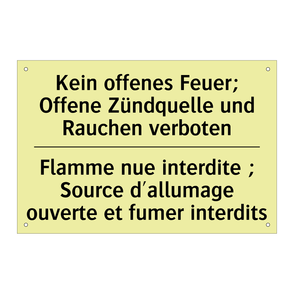 Kein offenes Feuer; Offene Zündquelle /.../ - Flamme nue interdite ; Source /.../