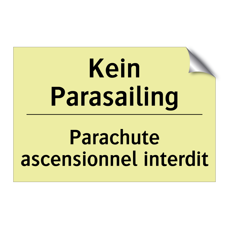 Kein Parasailing - Parachute ascensionnel interdit /.../
