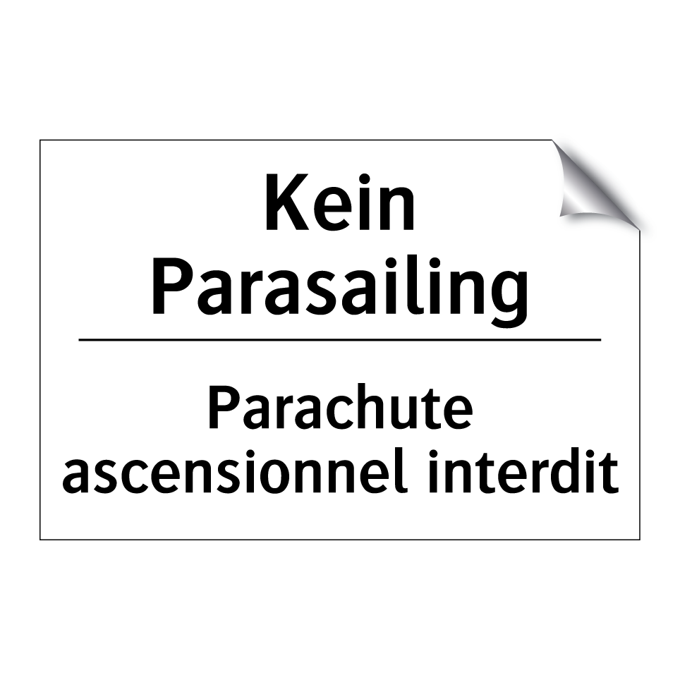 Kein Parasailing - Parachute ascensionnel interdit /.../