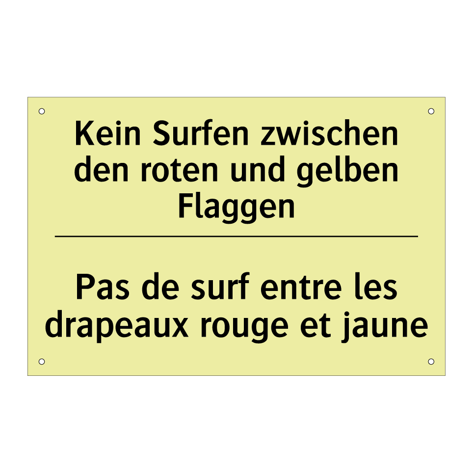 Kein Surfen zwischen den roten /.../ - Pas de surf entre les drapeaux /.../