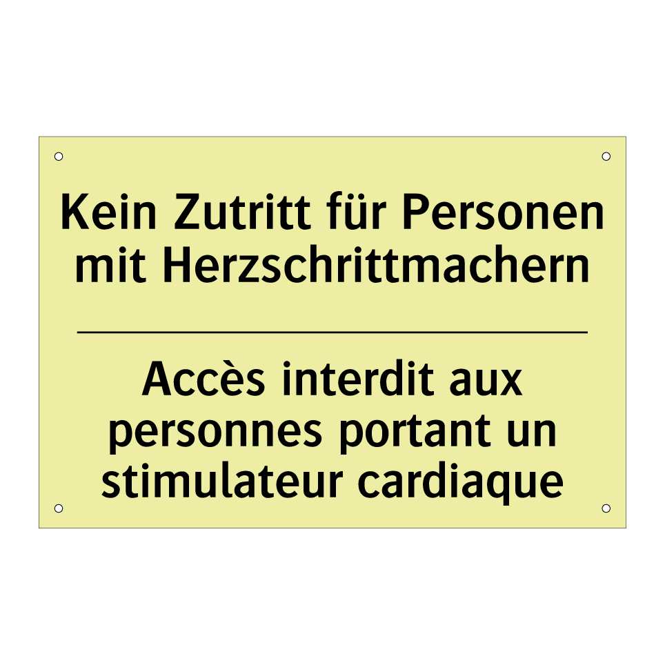 Kein Zutritt für Personen mit /.../ - Accès interdit aux personnes portant /.../