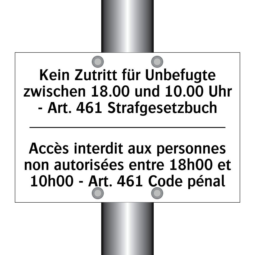 Kein Zutritt für Unbefugte zwischen /.../ - Accès interdit aux personnes non /.../