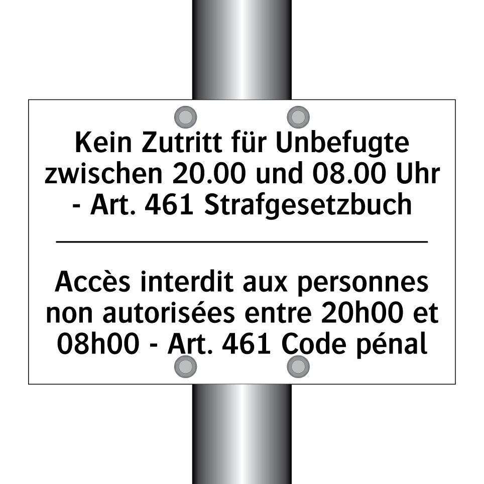 Kein Zutritt für Unbefugte zwischen /.../ - Accès interdit aux personnes non /.../