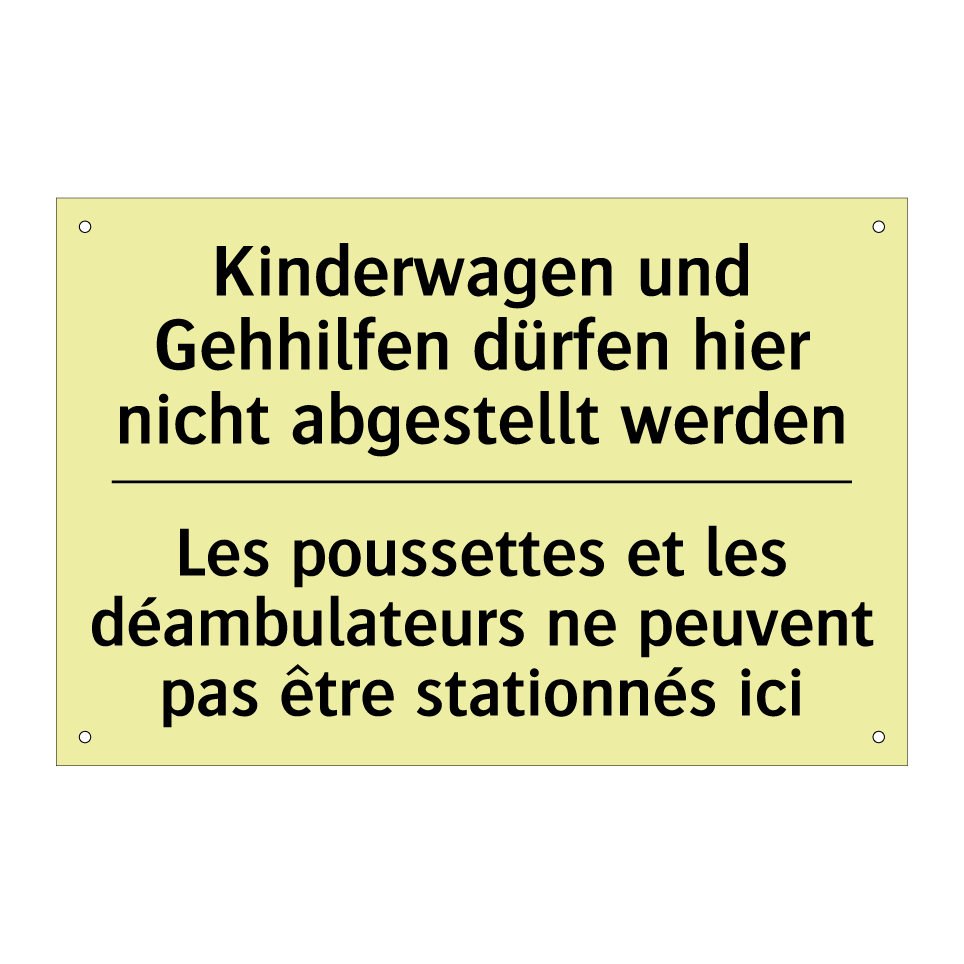 Kinderwagen und Gehhilfen dürfen /.../ - Les poussettes et les déambulateurs /.../