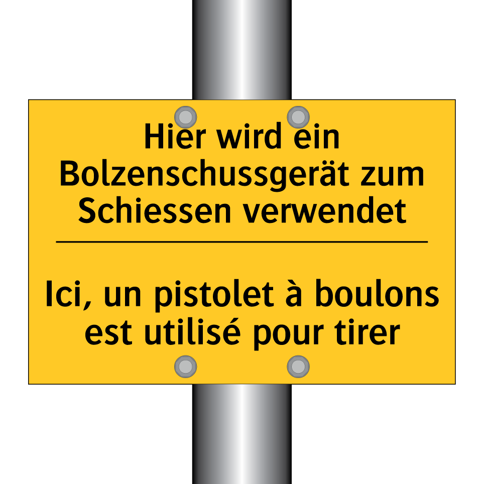 Hier wird ein Bolzenschussgerät  /.../ - Ici, un pistolet à boulons est  /.../