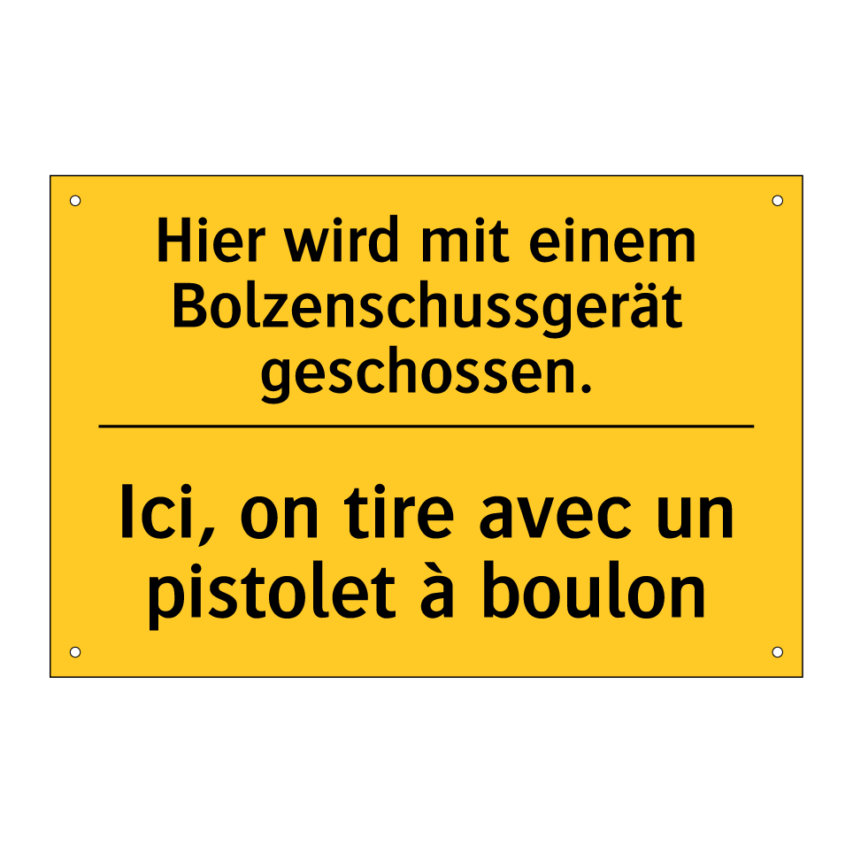 Hier wird mit einem Bolzenschussgerät  /.../ - Ici, on tire avec un pistolet  /.../