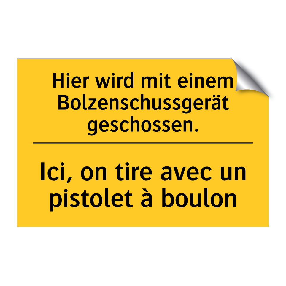 Hier wird mit einem Bolzenschussgerät  /.../ - Ici, on tire avec un pistolet  /.../