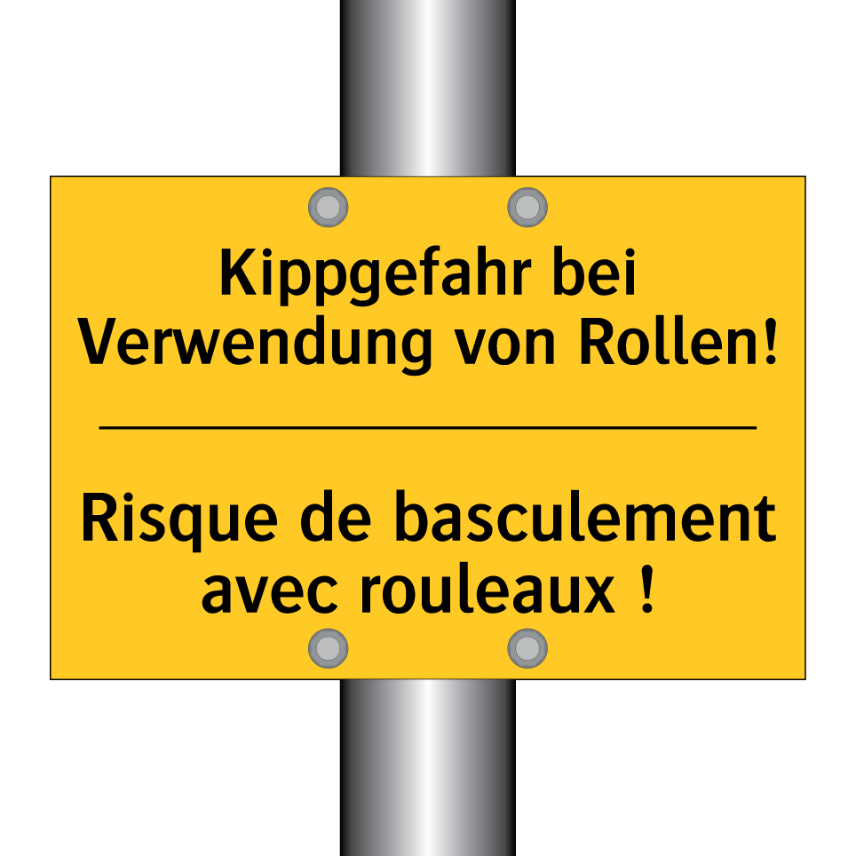 Kippgefahr bei Verwendung von  /.../ - Risque de basculement avec rouleaux  /.../