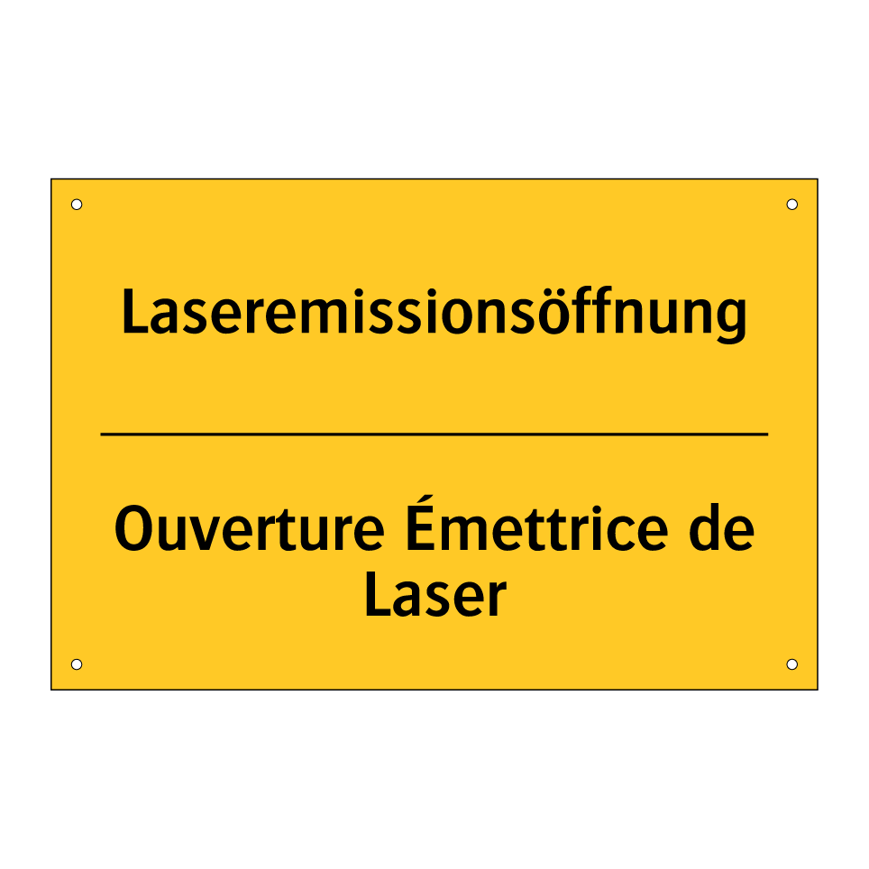 Laseremissionsöffnung - Ouverture Émettrice de Laser