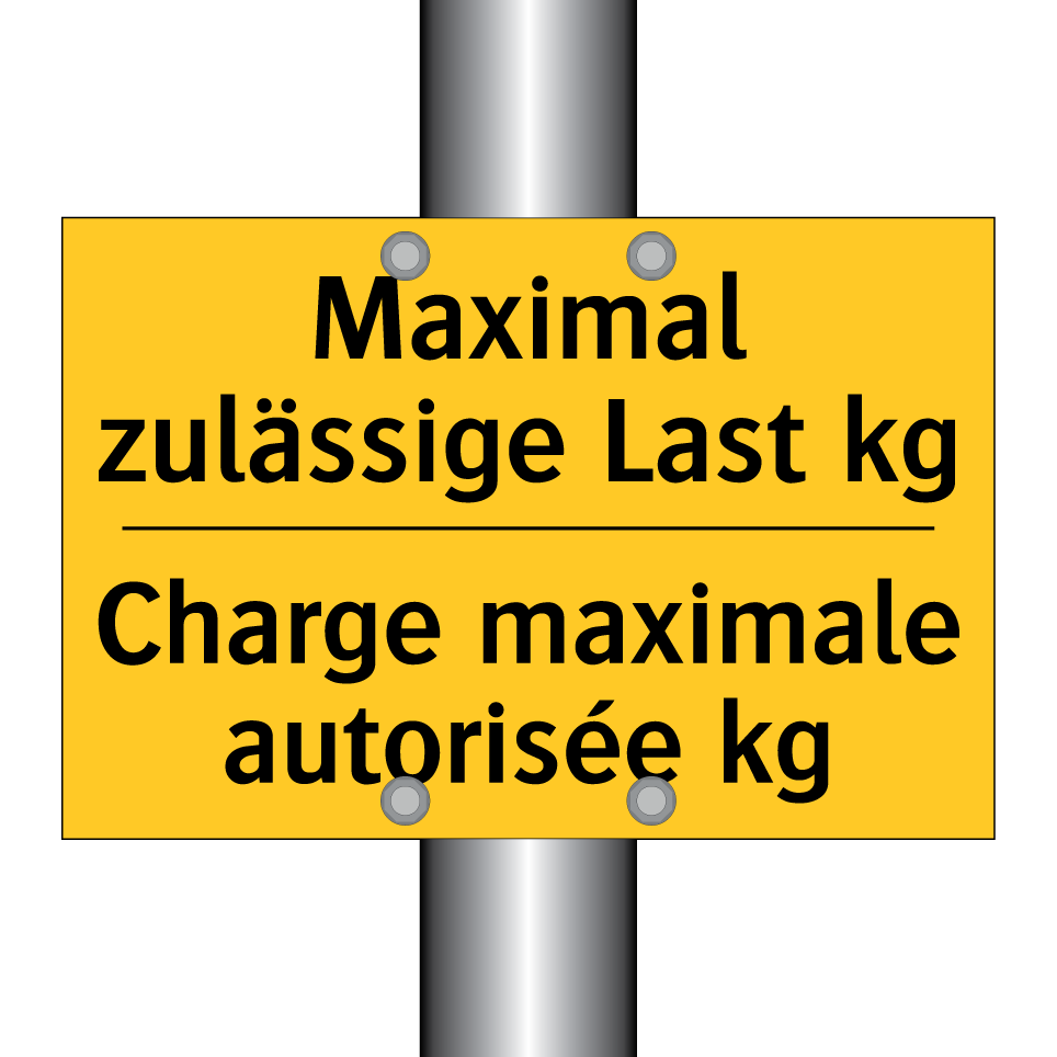Maximal zulässige Last kg - Charge maximale autorisée kg