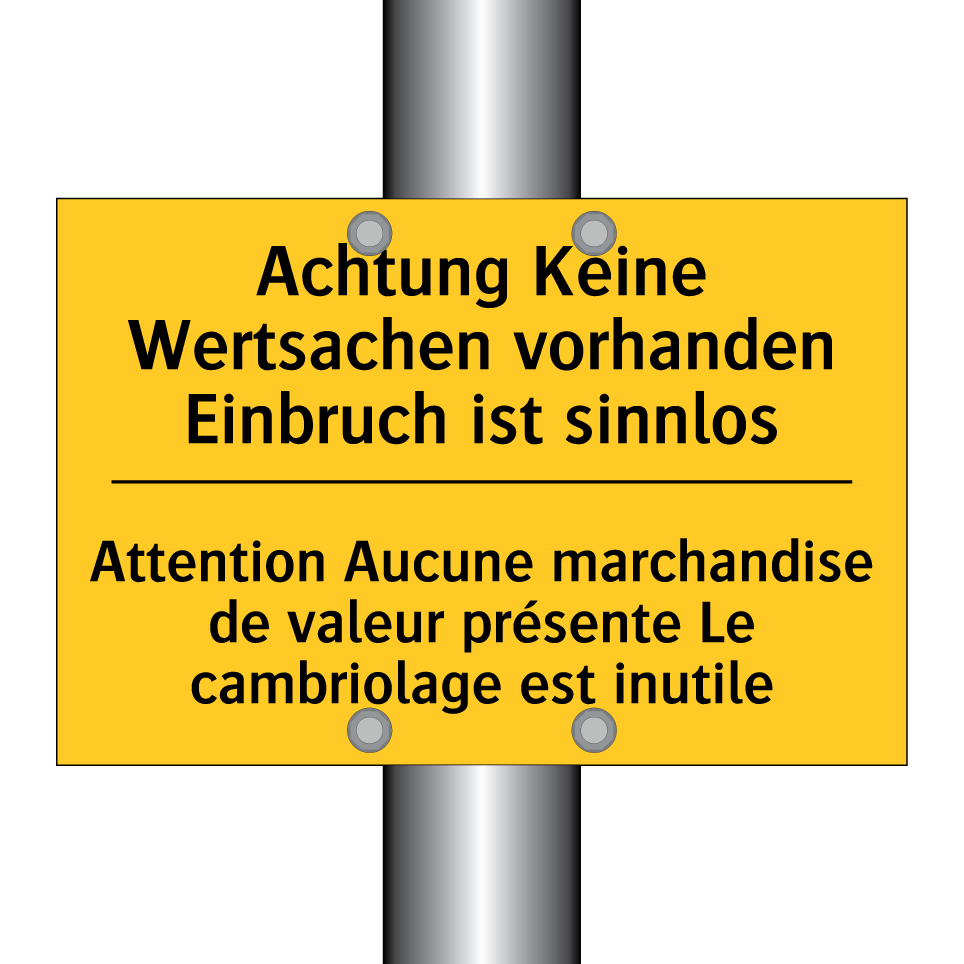 Achtung Keine Wertsachen vorhanden  /.../ - Attention Aucune marchandise de  /.../