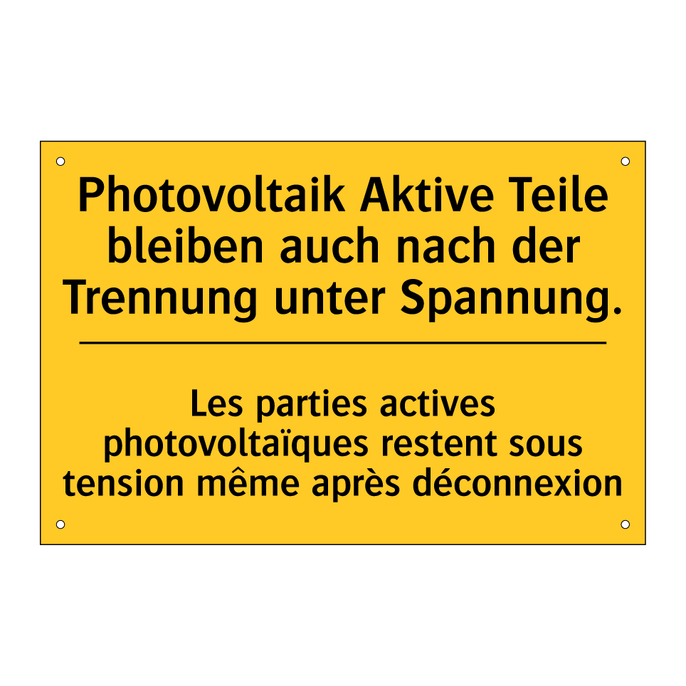 Photovoltaik Aktive Teile bleiben  /.../ - Les parties actives photovoltaïques  /.../