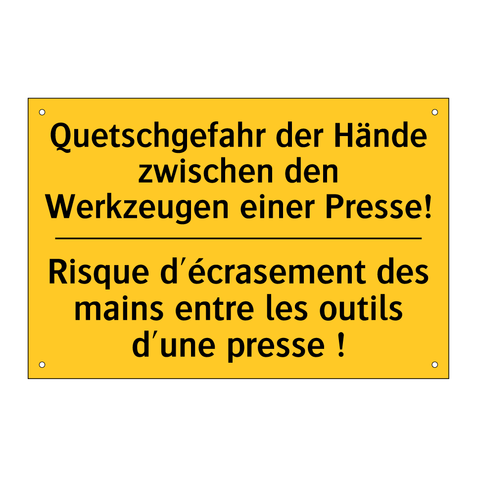 Quetschgefahr der Hände zwischen  /.../ - Risque d'écrasement des mains  /.../