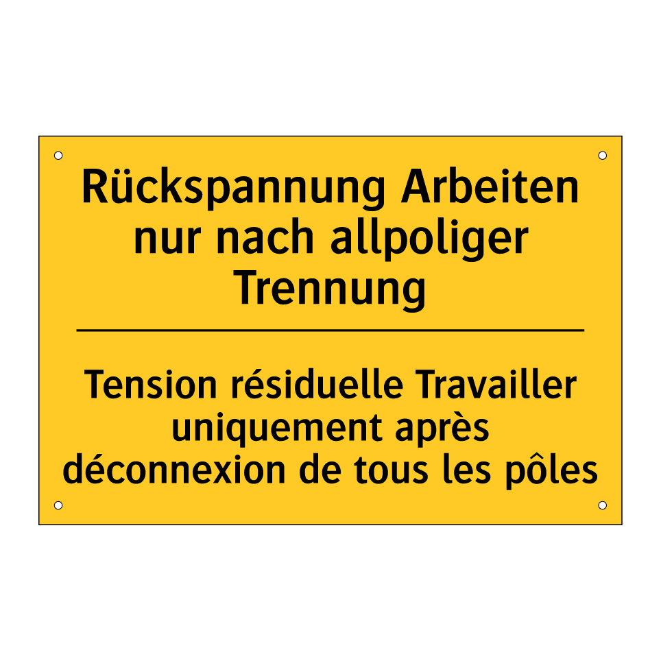 Rückspannung Arbeiten nur nach  /.../ - Tension résiduelle Travailler  /.../