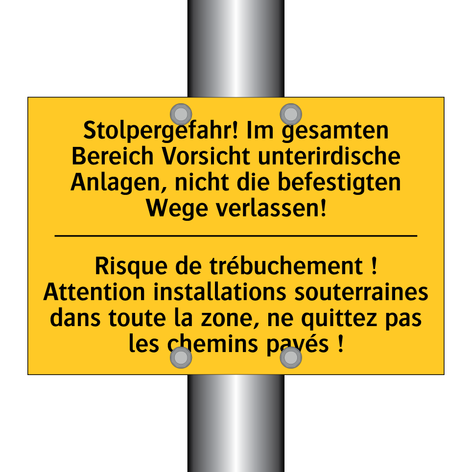 Stolpergefahr! Im gesamten Bereich  /.../ - Risque de trébuchement ! Attention  /.../