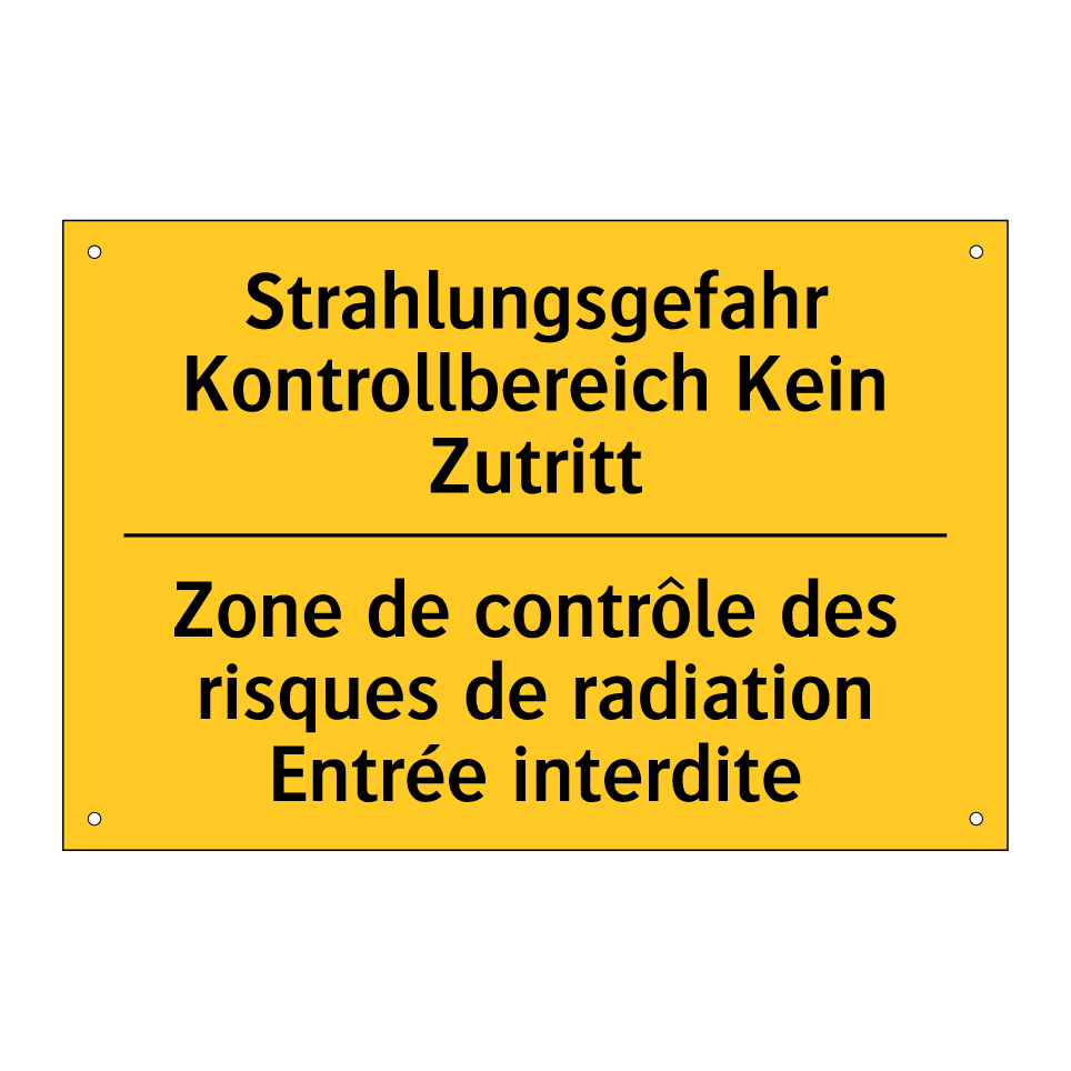 Strahlungsgefahr Kontrollbereich  /.../ - Zone de contrôle des risques de  /.../
