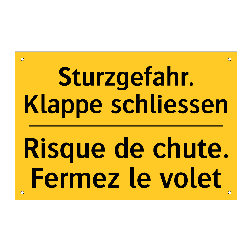 Sturzgefahr. Klappe schliessen - Risque de chute. Fermez le volet /.../
