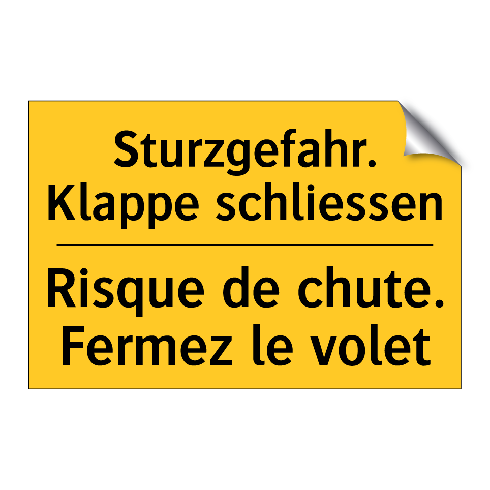 Sturzgefahr. Klappe schliessen - Risque de chute. Fermez le volet /.../