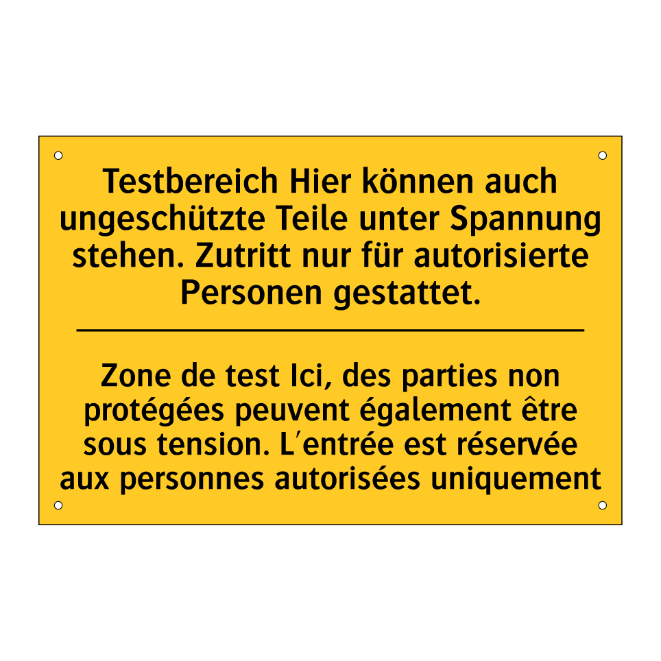 Testbereich Hier können auch ungeschützte  /.../ - Zone de test Ici, des parties  /.../