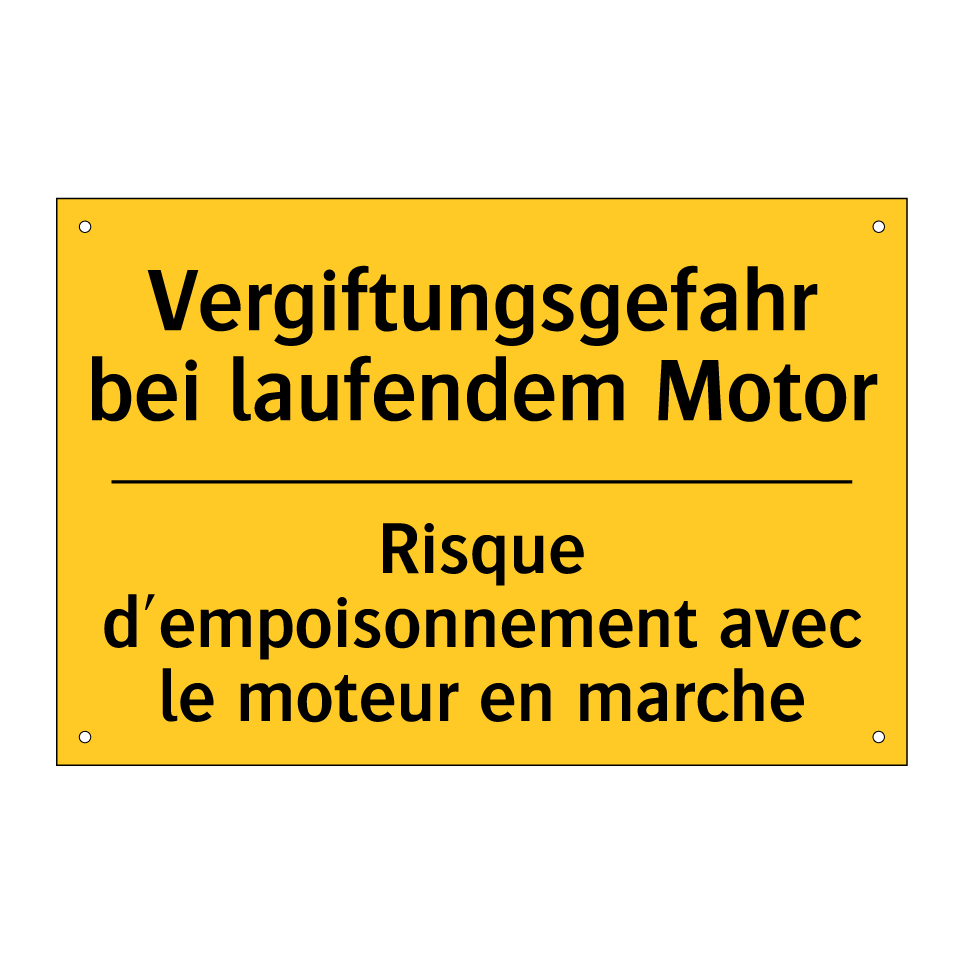 Vergiftungsgefahr bei laufendem  /.../ - Risque d'empoisonnement avec le  /.../