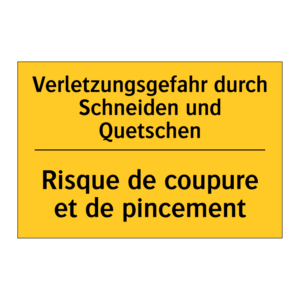 Verletzungsgefahr durch Schneiden  /.../ - Risque de coupure et de pincement /.../