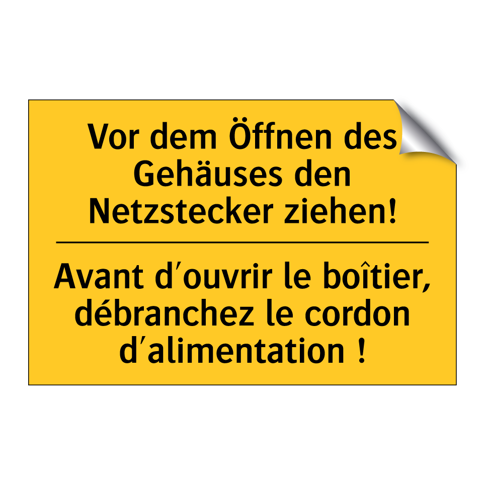 Vor dem Öffnen des Gehäuses den  /.../ - Avant d'ouvrir le boîtier, débranchez  /.../
