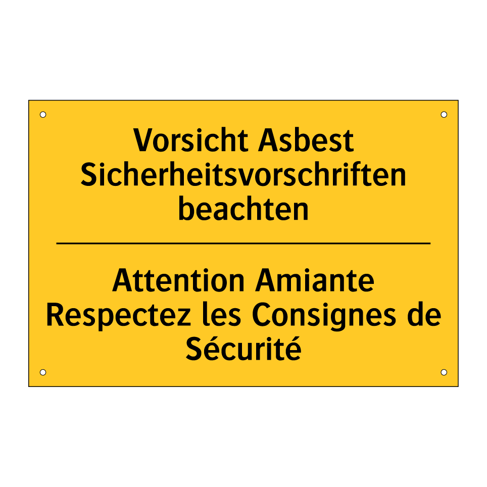 Vorsicht Asbest Sicherheitsvorschriften  /.../ - Attention Amiante Respectez les  /.../