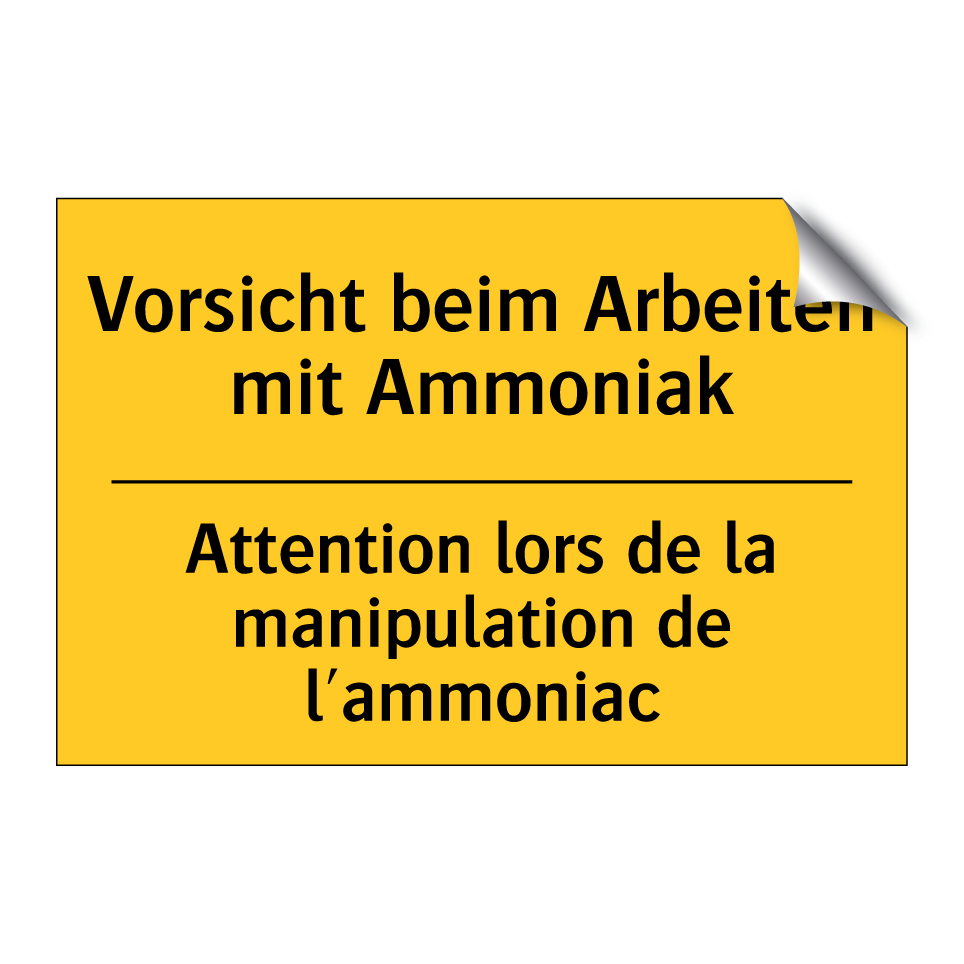 Vorsicht beim Arbeiten mit Ammoniak /.../ - Attention lors de la manipulation  /.../