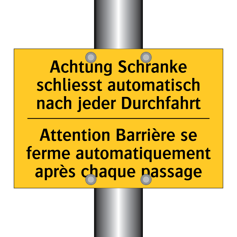 Achtung Schranke schliesst automatisch  /.../ - Attention Barrière se ferme automatiquement  /.../