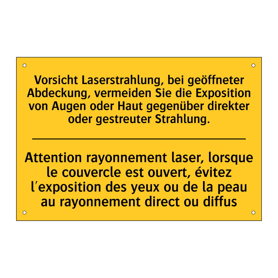 Vorsicht Laserstrahlung, bei geöffneter  /.../ - Attention rayonnement laser, lorsque  /.../