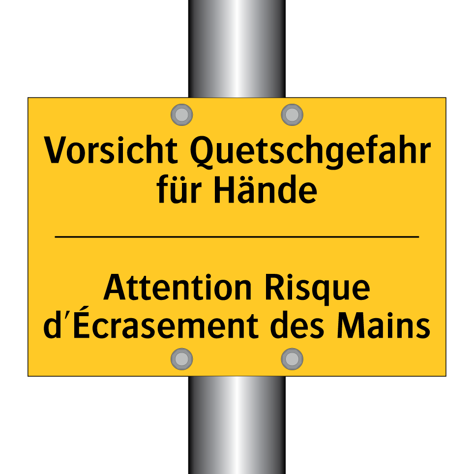 Vorsicht Quetschgefahr für Hände /.../ - Attention Risque d'Écrasement  /.../