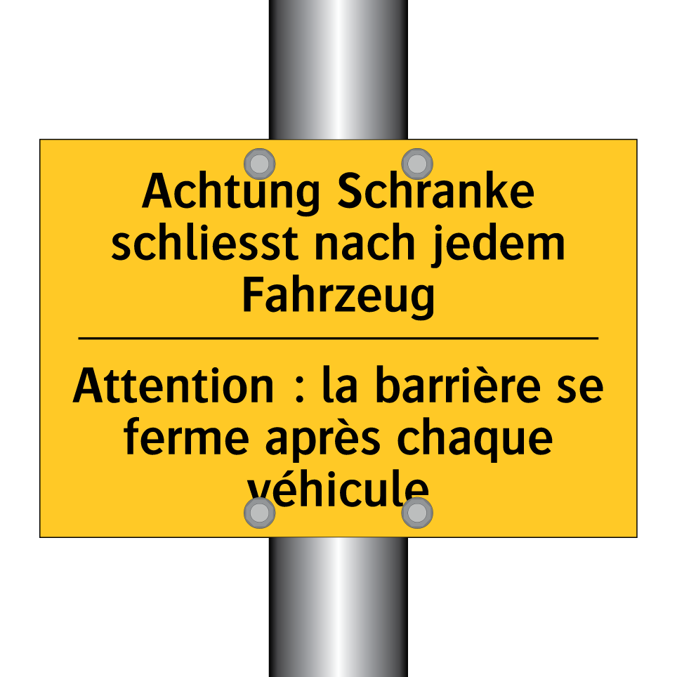 Achtung Schranke schliesst nach  /.../ - Attention : la barrière se ferme  /.../