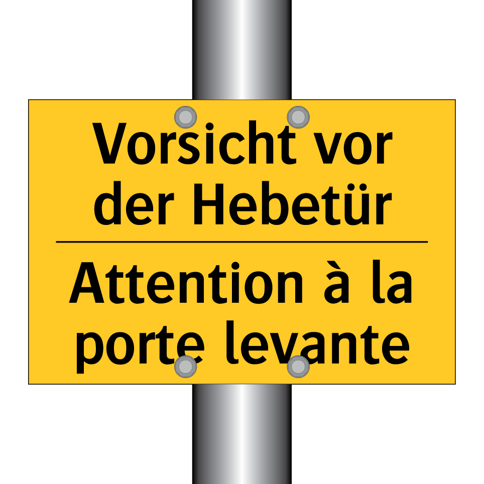 Vorsicht vor der Hebetür - Attention à la porte levante