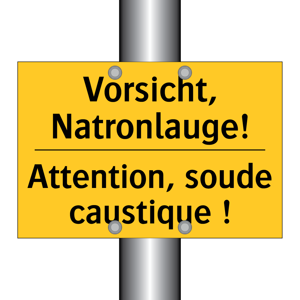 Vorsicht, Natronlauge! - Attention, soude caustique !
