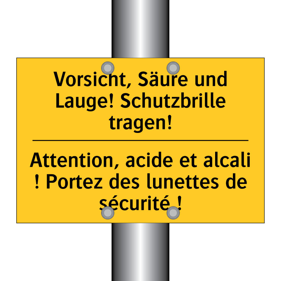 Vorsicht, Säure und Lauge! Schutzbrille  /.../ - Attention, acide et alcali ! Portez  /.../