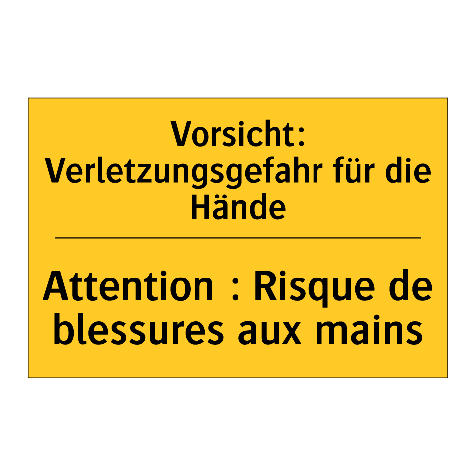 Vorsicht: Verletzungsgefahr für  /.../ - Attention : Risque de blessures  /.../