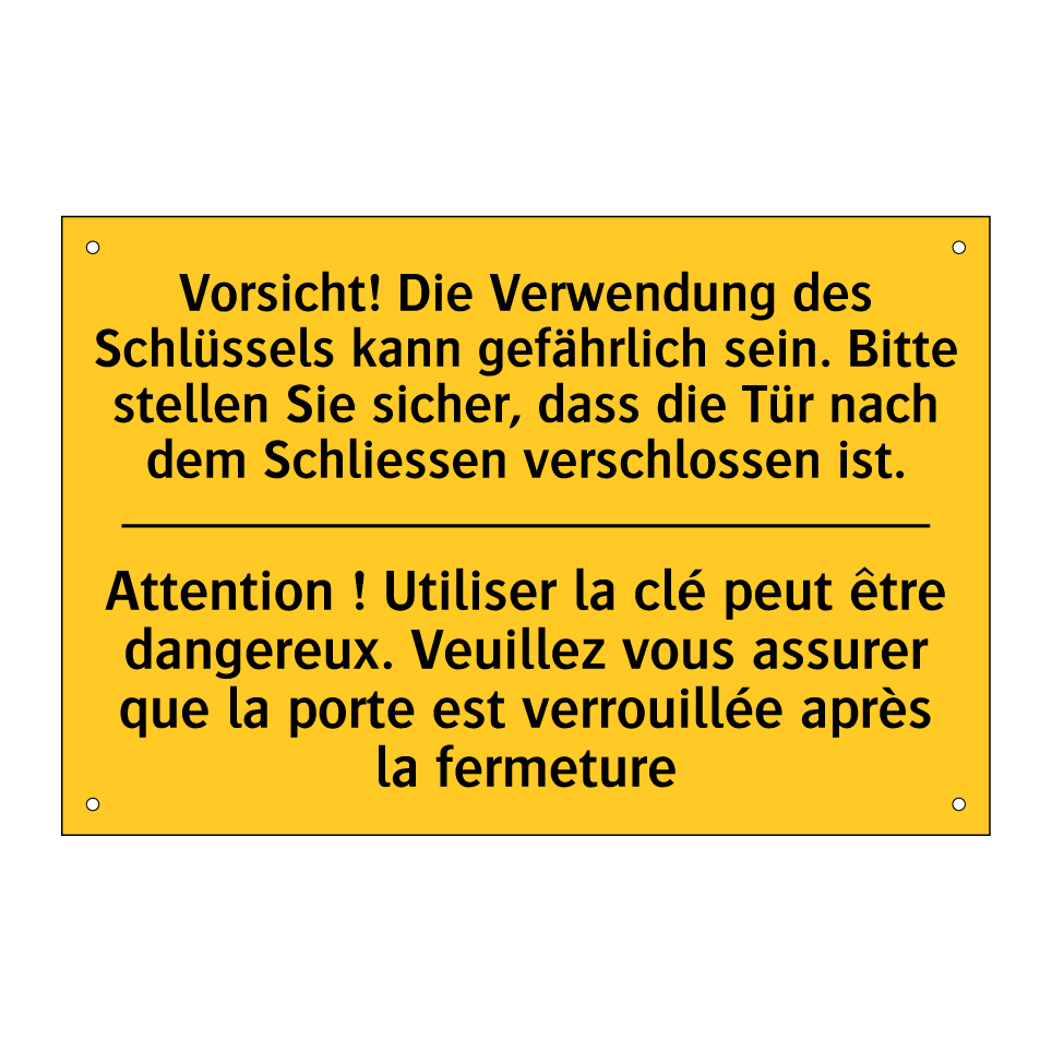 Vorsicht! Die Verwendung des Schlüssels  /.../ - Attention ! Utiliser la clé peut  /.../