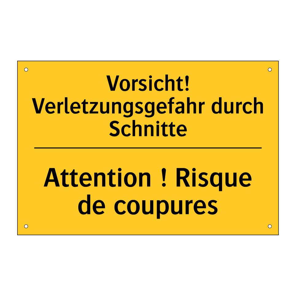 Vorsicht! Verletzungsgefahr durch  /.../ - Attention ! Risque de coupures