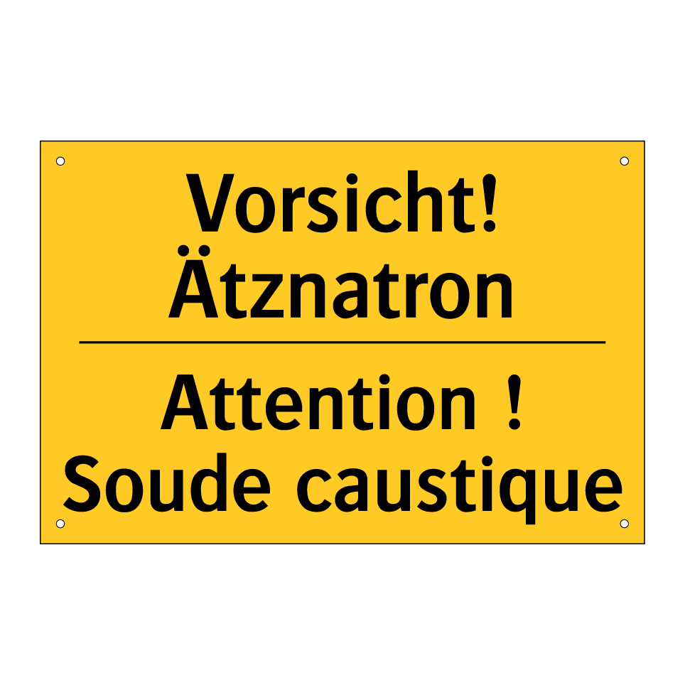 Vorsicht! Ätznatron - Attention ! Soude caustique
